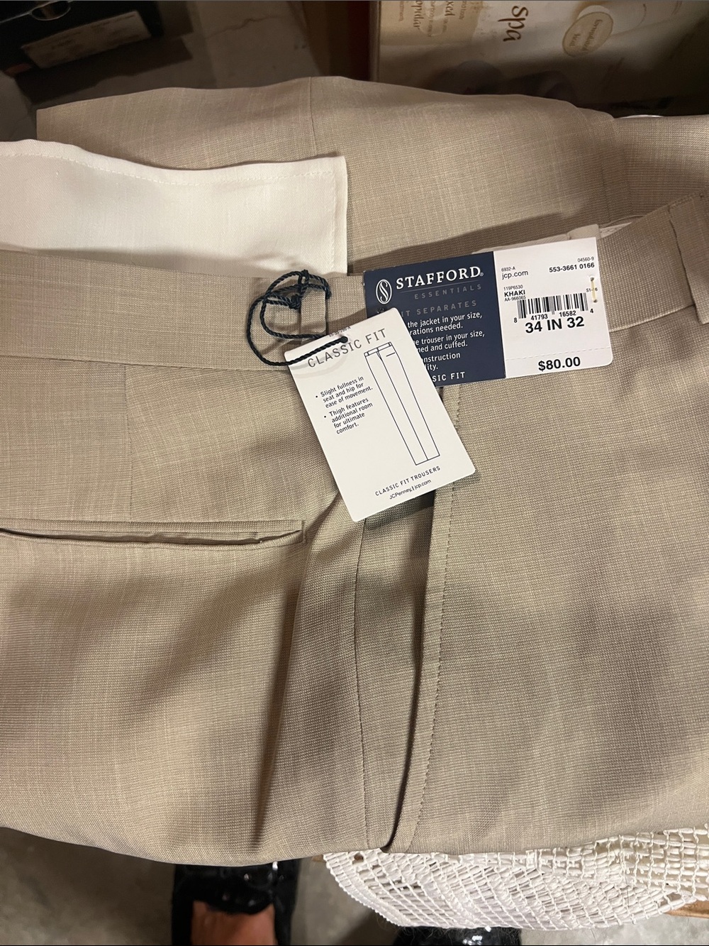 Stafford Men’s Khaki Flat-Front Classic Fit Shorts